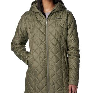 Columbia Women's Copper Crest Hooded Fleece-Lined Mid Length Coat Stone Green XL
